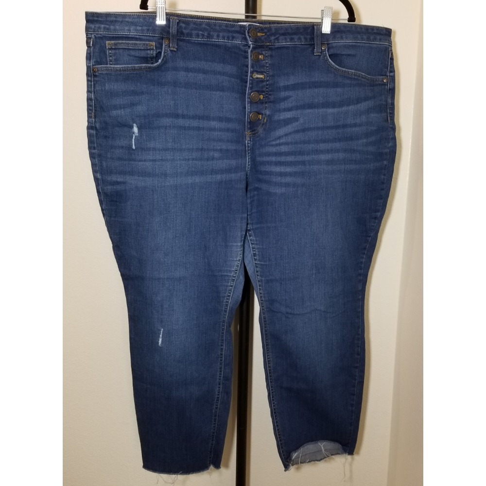 LC Lauren Conrad Jeans Plus Size 24W Button Fly Skinny Raw Hem Jeans Boho Retro